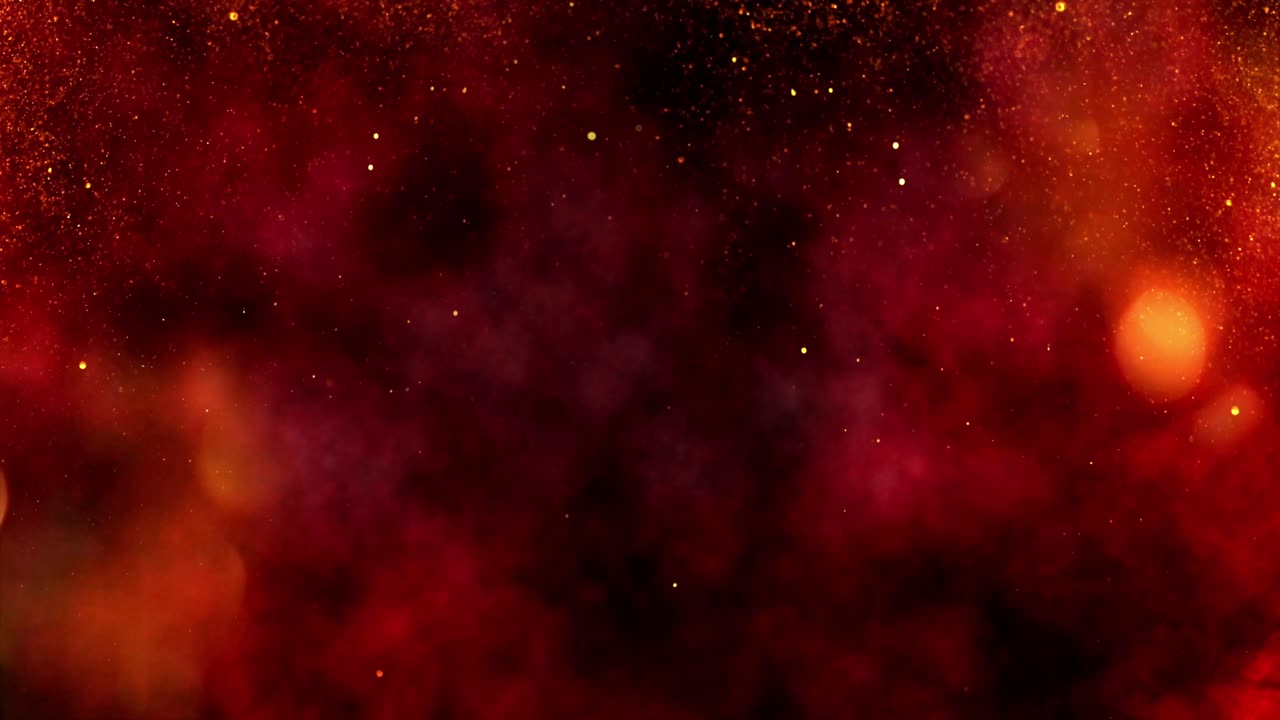 Warm red and gold background with glowing bokeh particles. Perfect for Christmas greetings, holiday intros, and festive backdrops