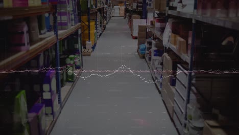 animación del procesamiento de datos en un almacén vacío