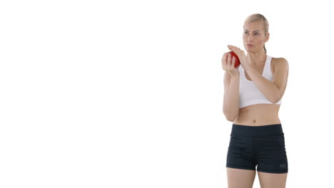 Woman-preparing-to-shot-put