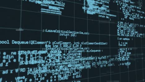 animation of digital data processing over grid on black background