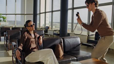 couple in airport lounge