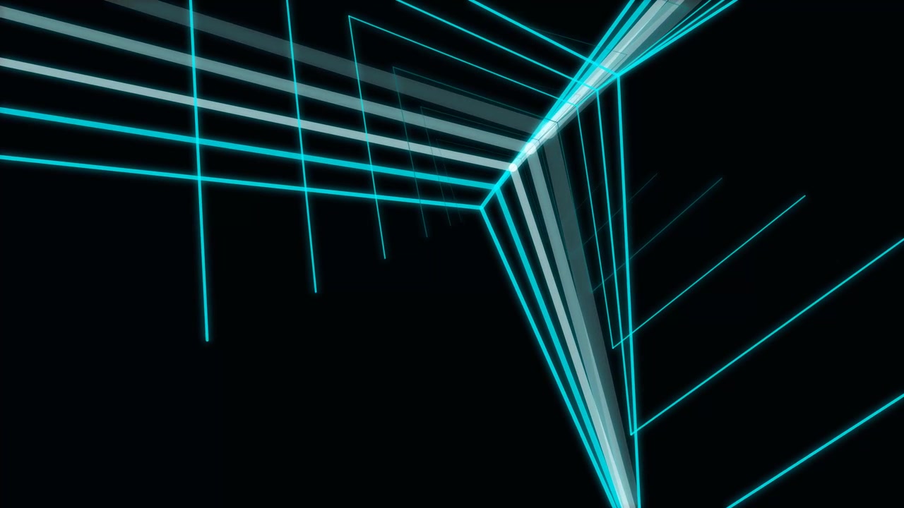 Abstract Motion Background with Glowing Cyan Neon Lines
