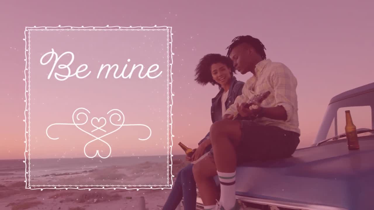 Animation of Be Mine with a couple in love in black background