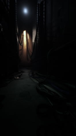 dark hallway with wires