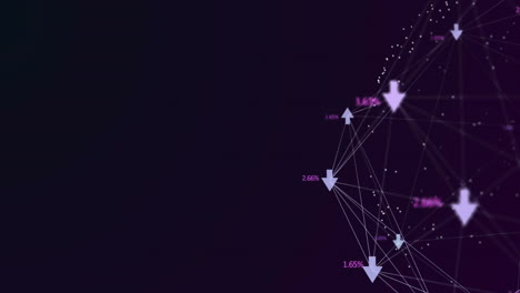 animación de procesamiento de datos digitales y globo con conexiones sobre fondo negro