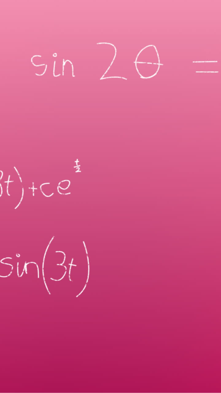 Animation of hand written mathematical formulae over pink background