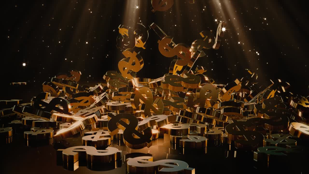 낙하하는 기호의 애니메이션 - 큰 3d 물리학에서 만들어진 애니메이션.