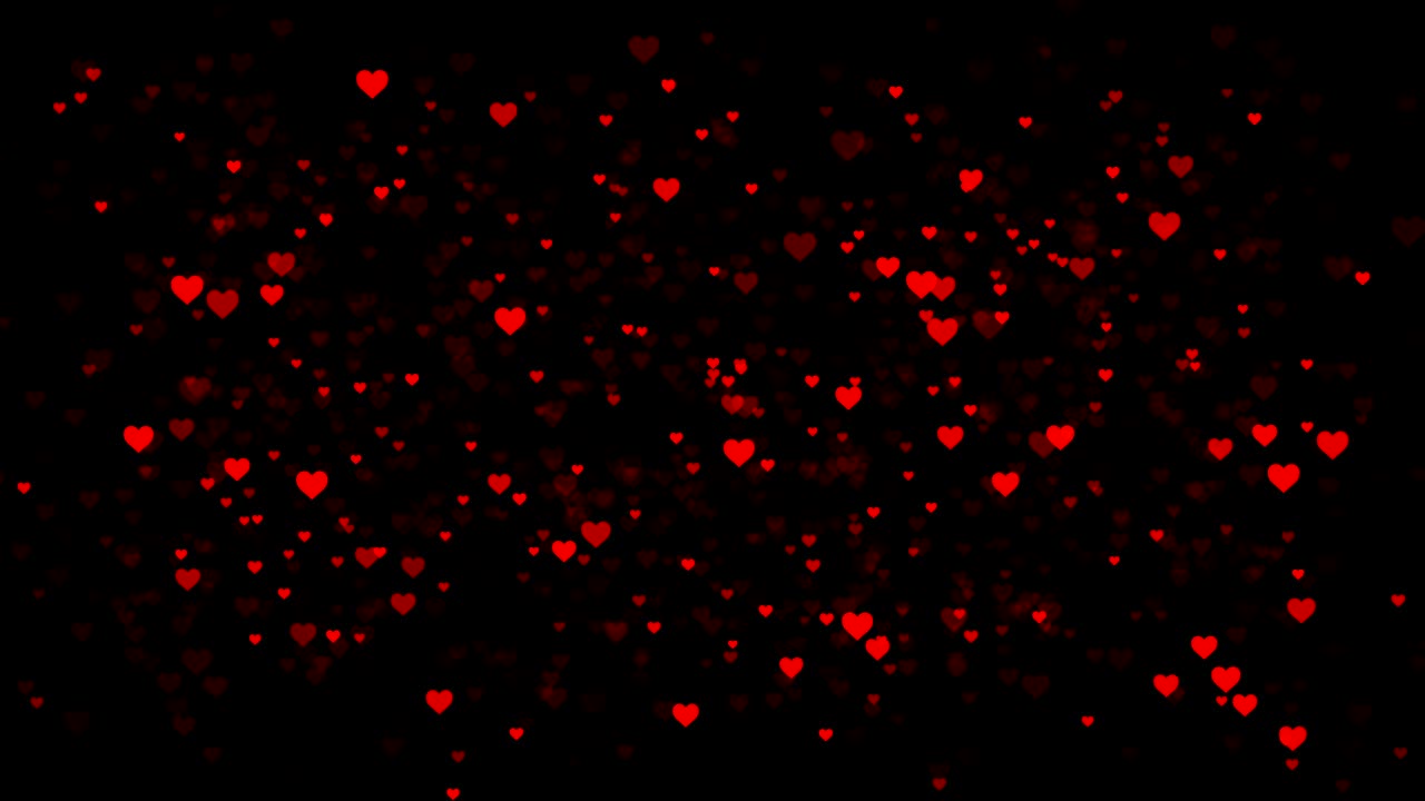 fondo oscuro del día de san valentín con corazones rojos voladores