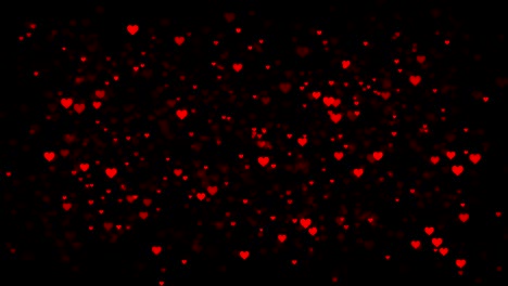 fondo oscuro del día de san valentín con corazones rojos voladores