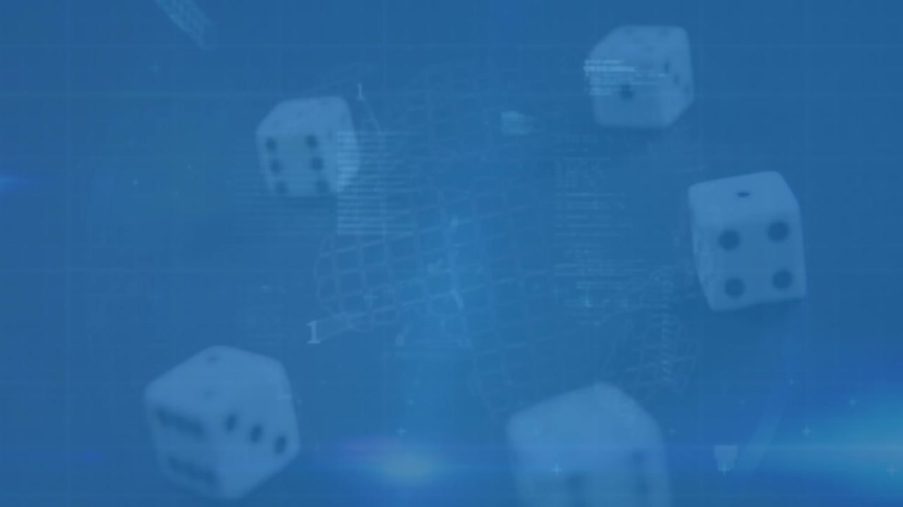 animación del procesamiento de datos y de la ciudad sobre los dados