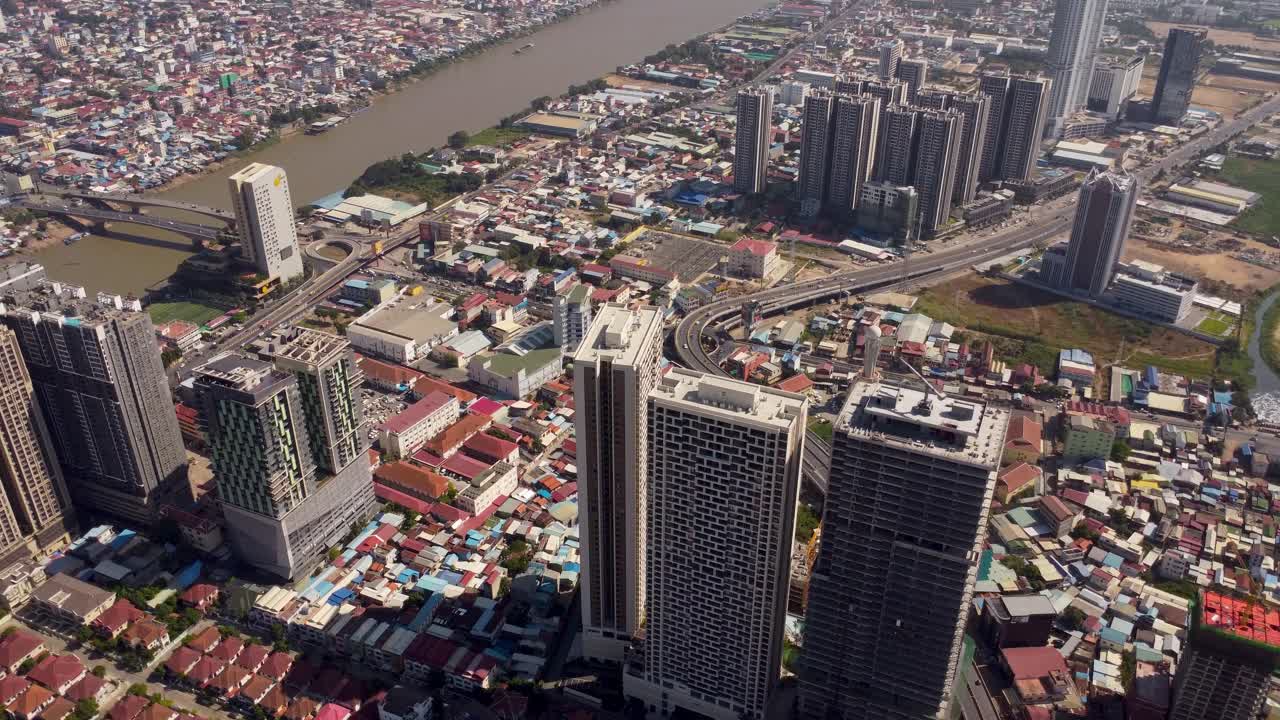 Phnom Penh Cambodia Southeast Asia city infrastructure aerial drone landscape