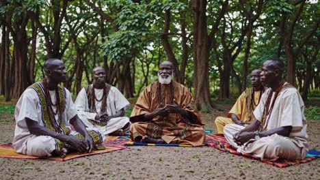 african elders in a forest gathering