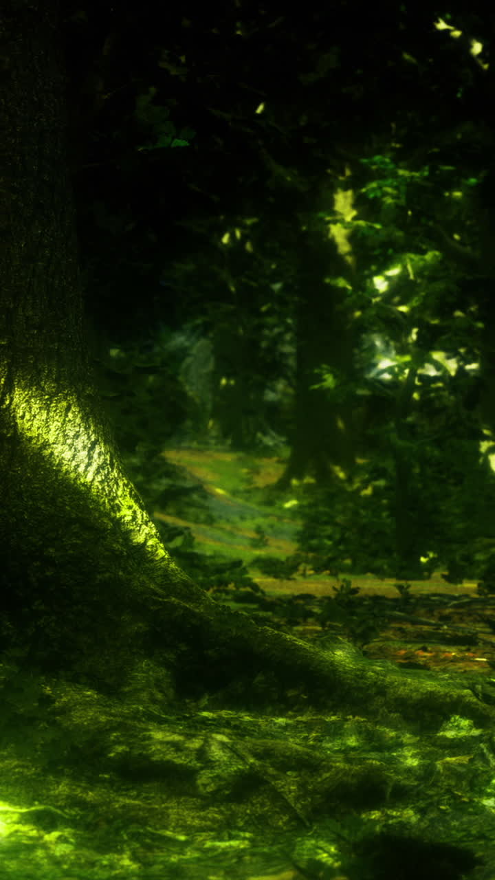 Natures enchanting glow in a vibrant forest during dusk