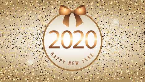 happy new year animation with 2020 golden ball hanging