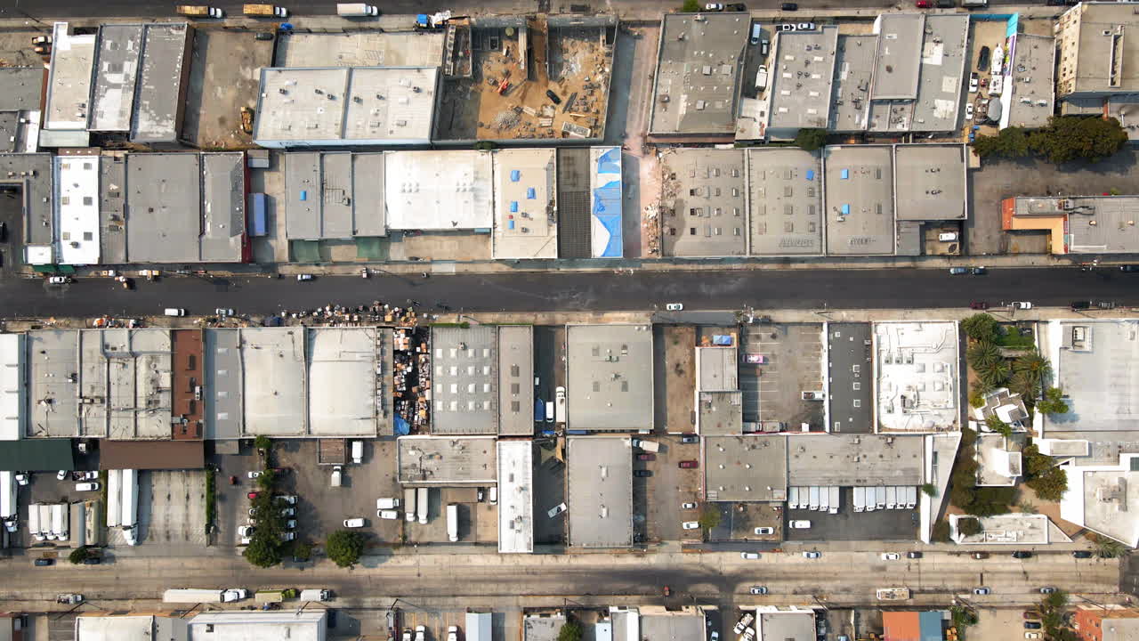 Aerial View of an Urban Industrial and Commercial District