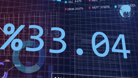 animation of financial data processing over grid on dark background