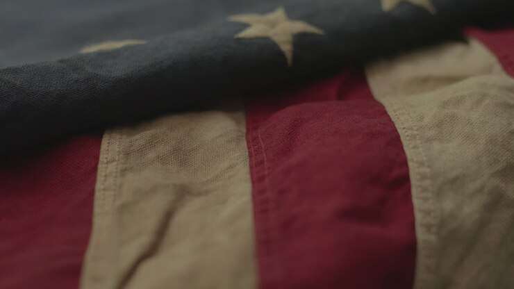 Detail of American flag with 13 stars of the revolution