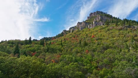 Aerial-over-Ogden-Utah-Canyon-mountains-and-forest-with-beautiful-foliage-and-fall-colors