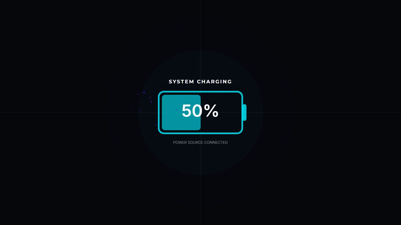 Digital Battery Charging Progress Indicator on Dark Background