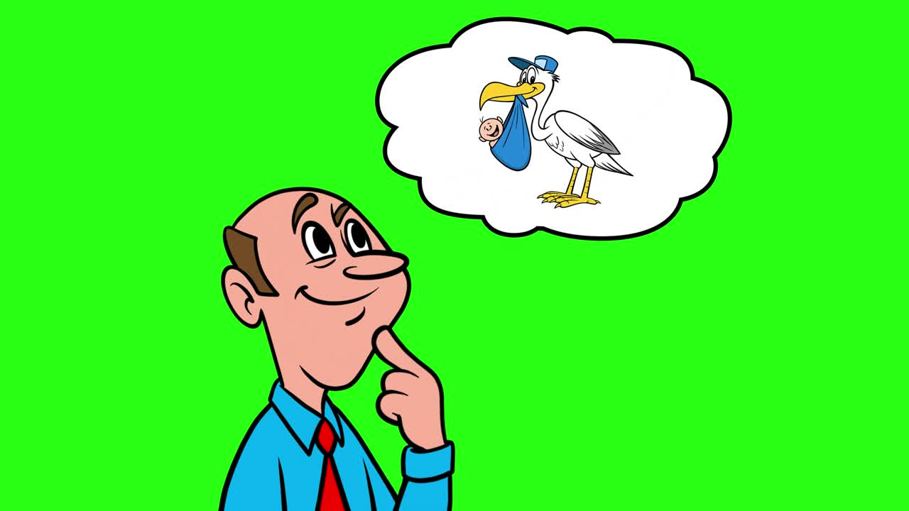 Man denkt aan een babyjongen - 4k animatie met groene achtergrond