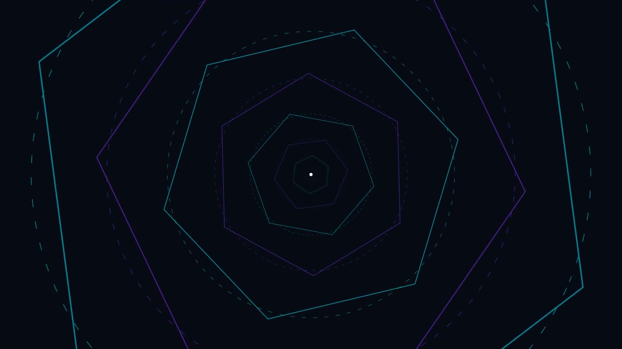 Abstract Geometric Tunnel of Rotating Hexagons
