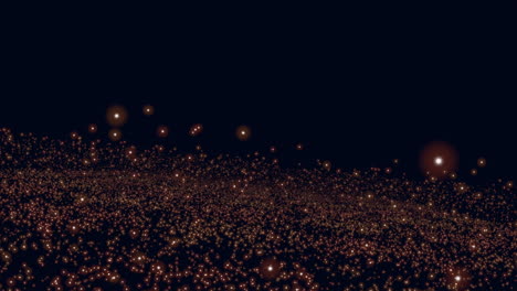 motion glowing sparkles with neon led light in rows in dark space