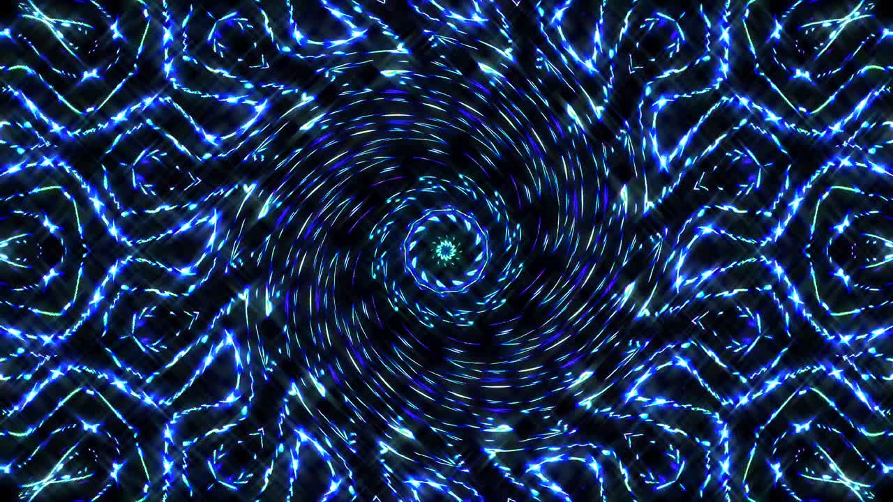 Abstract kaleidoscope shining beautiful smooth motion blue lines shining light arrangement