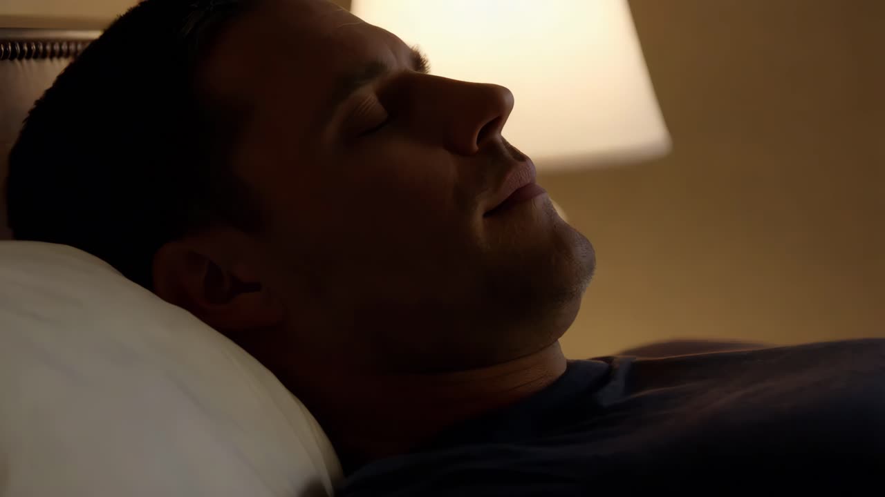 hombre durmiendo en la cama por la noche