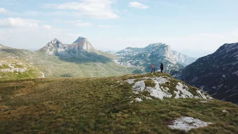 hikers on mountain ridge