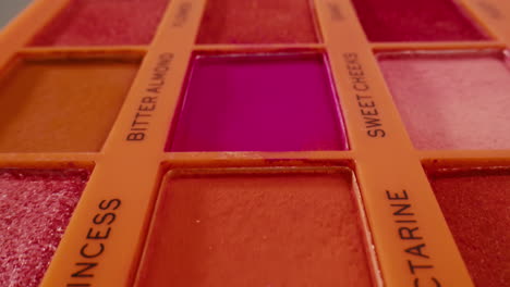 close-up of an orange makeup palette