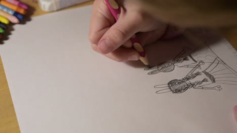 learning curve process , kid child at art master class, close up of skilled hands drawing on paper