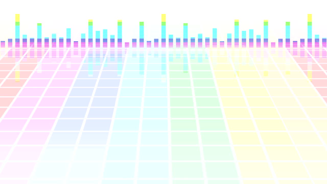 파티를위한 다채로운 음파. 디스코 배경. 추상적인 다채로운 파동 패턴. 음악 이라이저의 루프 애니메이션.