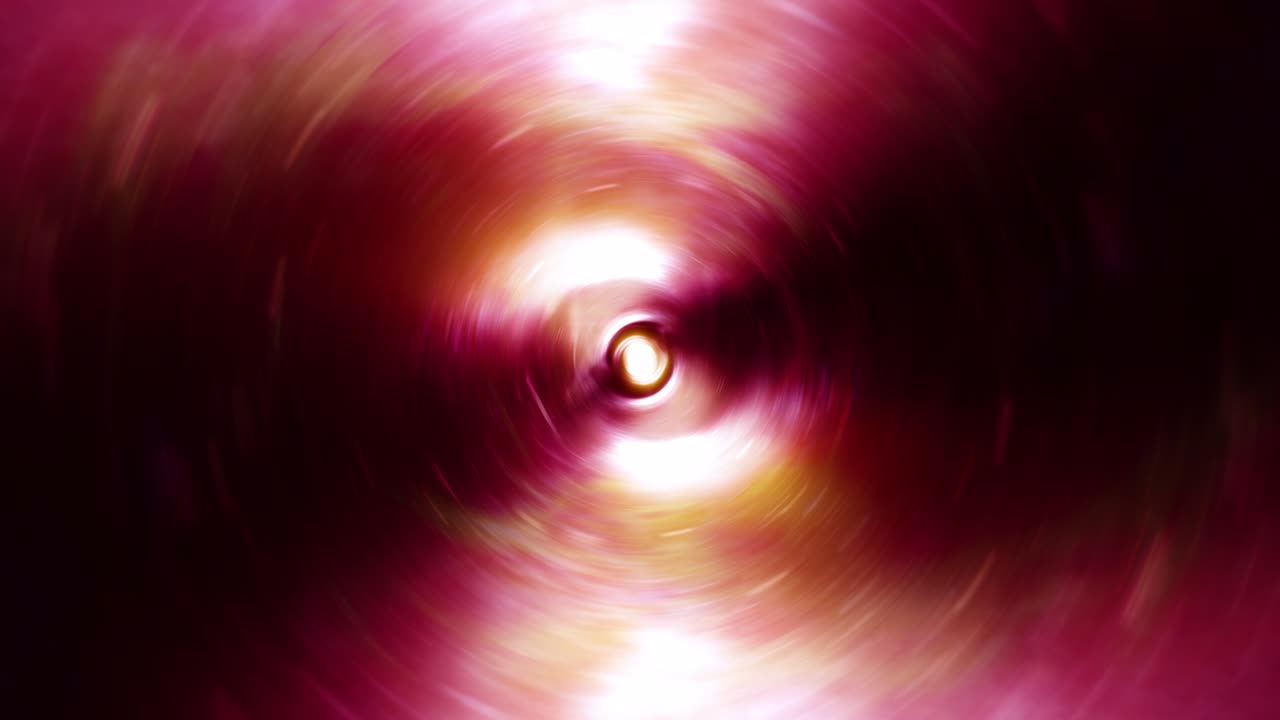 Abstract loop grunge hypnotic pink mystique  tunnel rotation animation. 4K 3D Art infinite loop Science Fiction grungy hyperspace vortex tunnel. Space travel flight in grungy purple red wormhole dark tunnel.