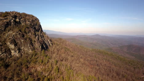 aerial of table rock mountain in pisgah national forest in north carolina