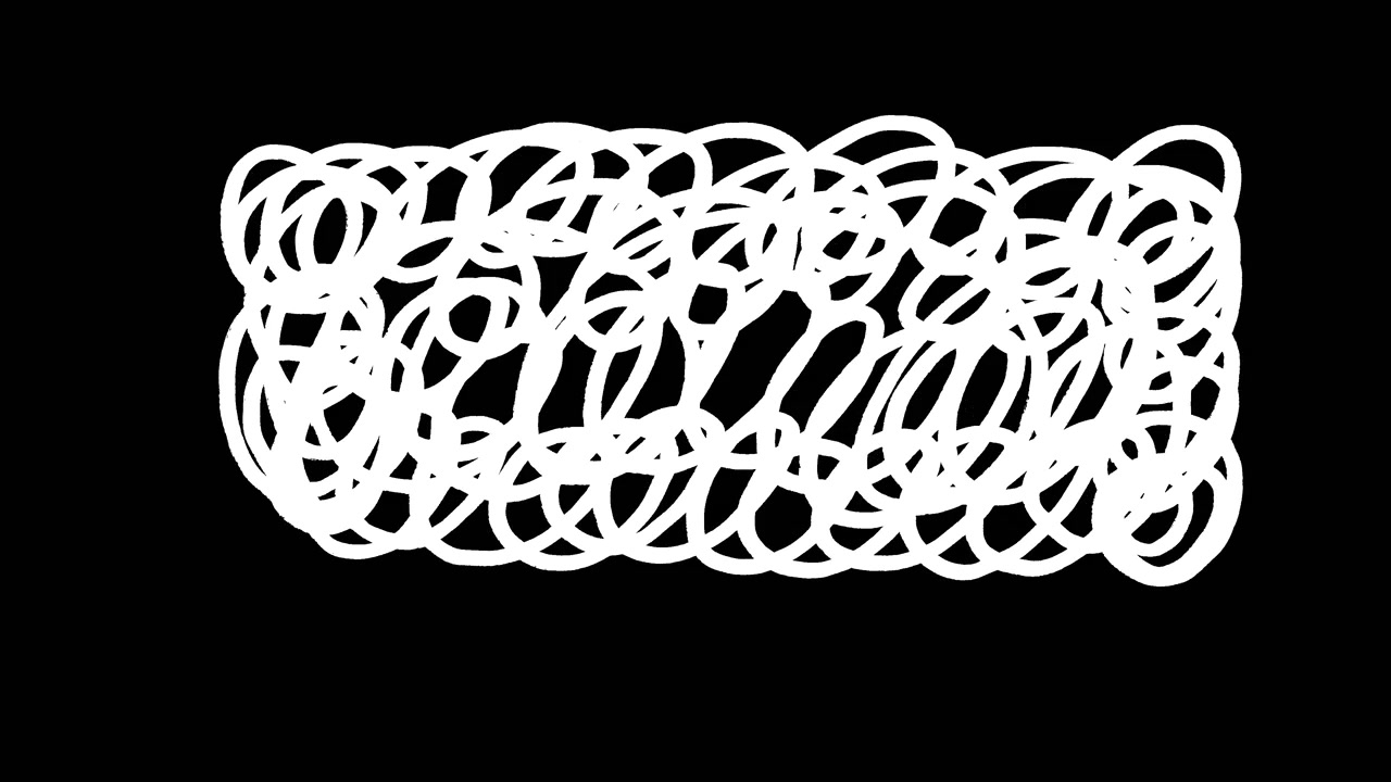 Abstract White Scribble Lines on Black Background