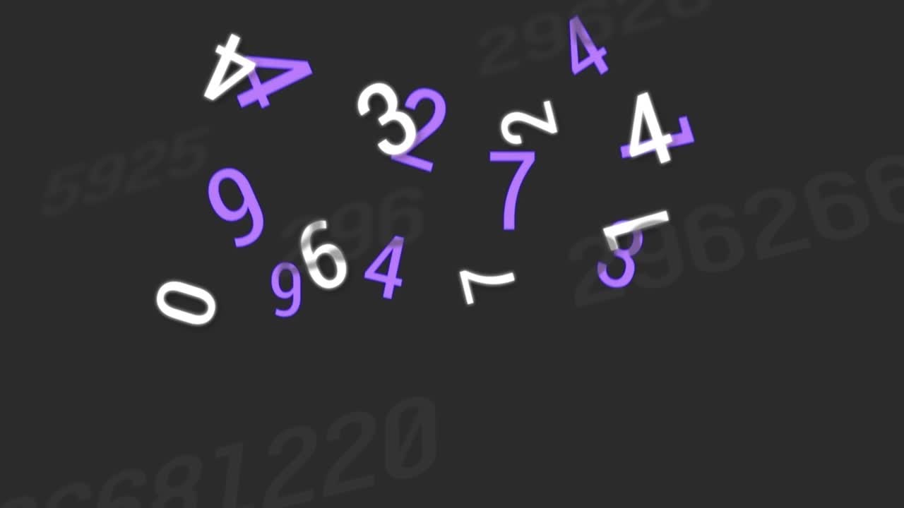 Animation of falling numbers and letters over black background