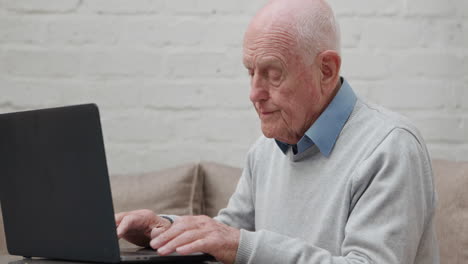 Elderly man using laptop