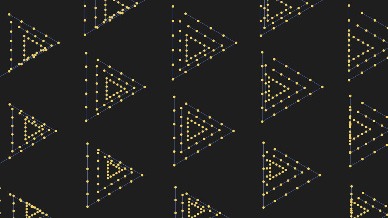 검은색 배경에 끝없는 패턴으로 녹색 삼각형