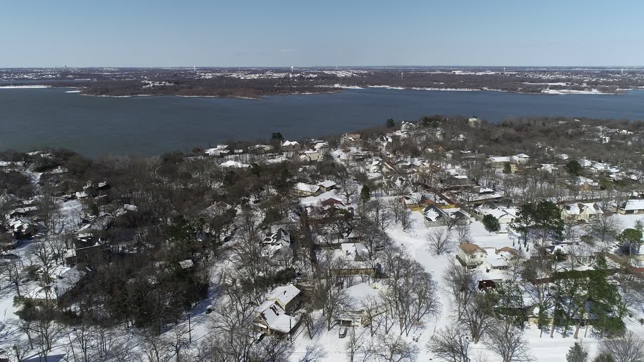 Aerial video of Highland Village Texas after polar vortex on February 17th