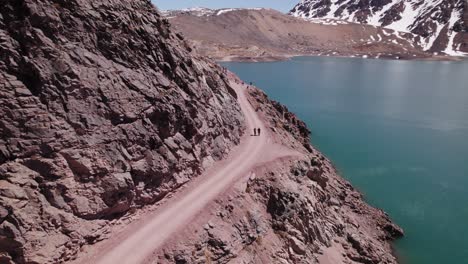 tourists at el yeso dam andes mountains santiago