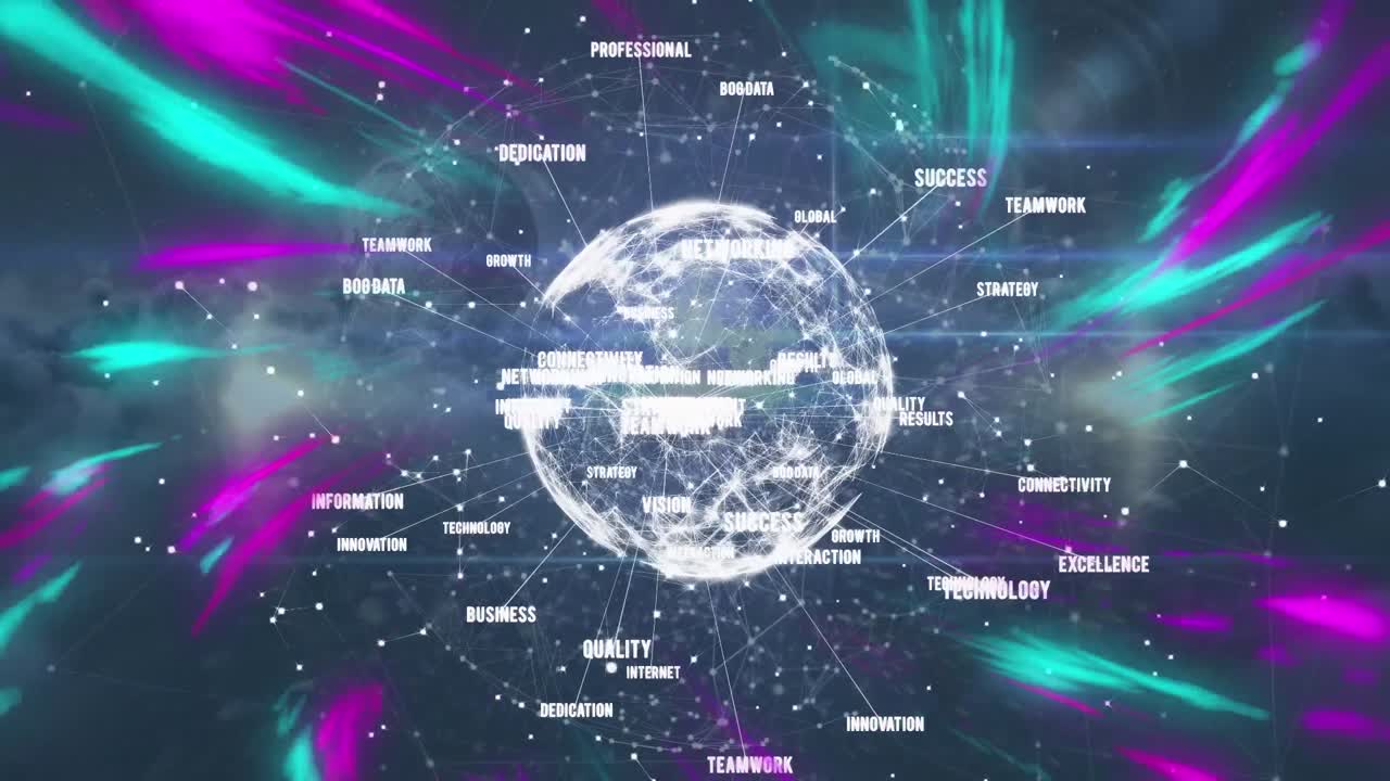 지구와 모양에 대한 연결 네트워크의 애니메이션