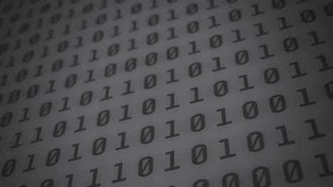 digital animation of binary coding digital data processing against grey background