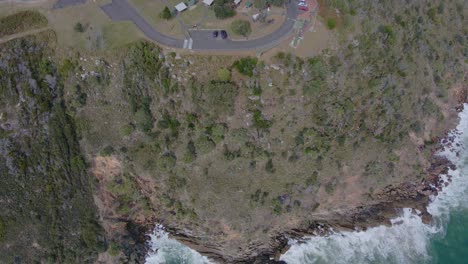 Top-View-Of-Razorback-Lookout-And-The-Cityscape-At-The-Riverside-Of-Evans-River-In-Australia