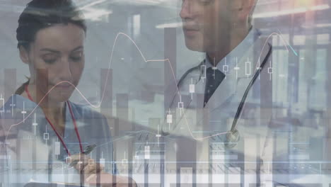 animación del procesamiento de datos sobre diversos médicos