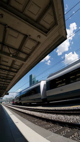 train at a modern train station