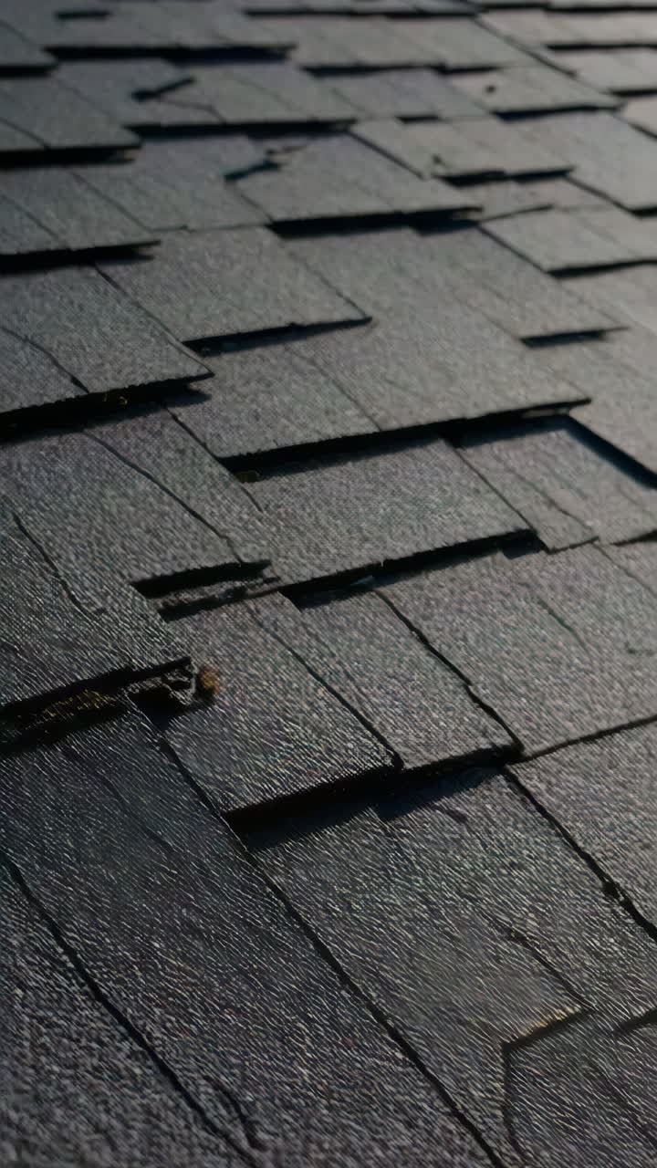Close-up of Dark Gray Shingles on a Roof