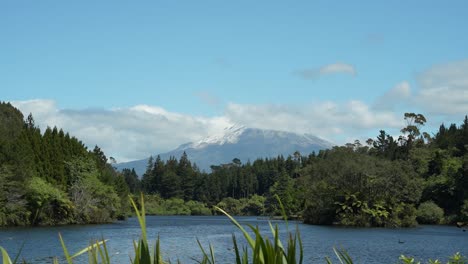 time lapse landscape of mountain green natural valley, windy lake in new zealand