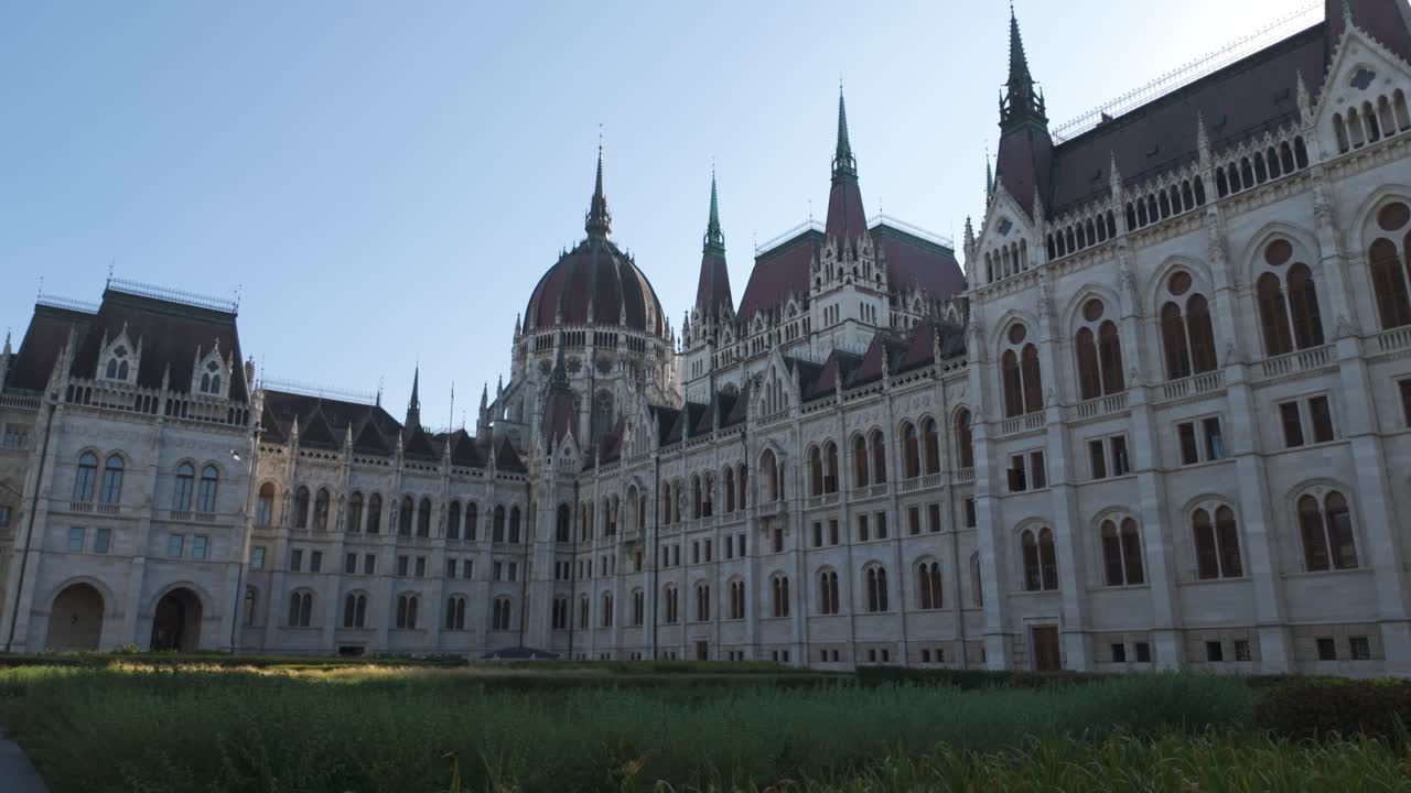 Majestic Hungarian Parliament Building in Budapest, Hungary, showcasing its stunning architecture on a clear day