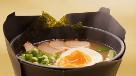 delicious ramen in a takeout container