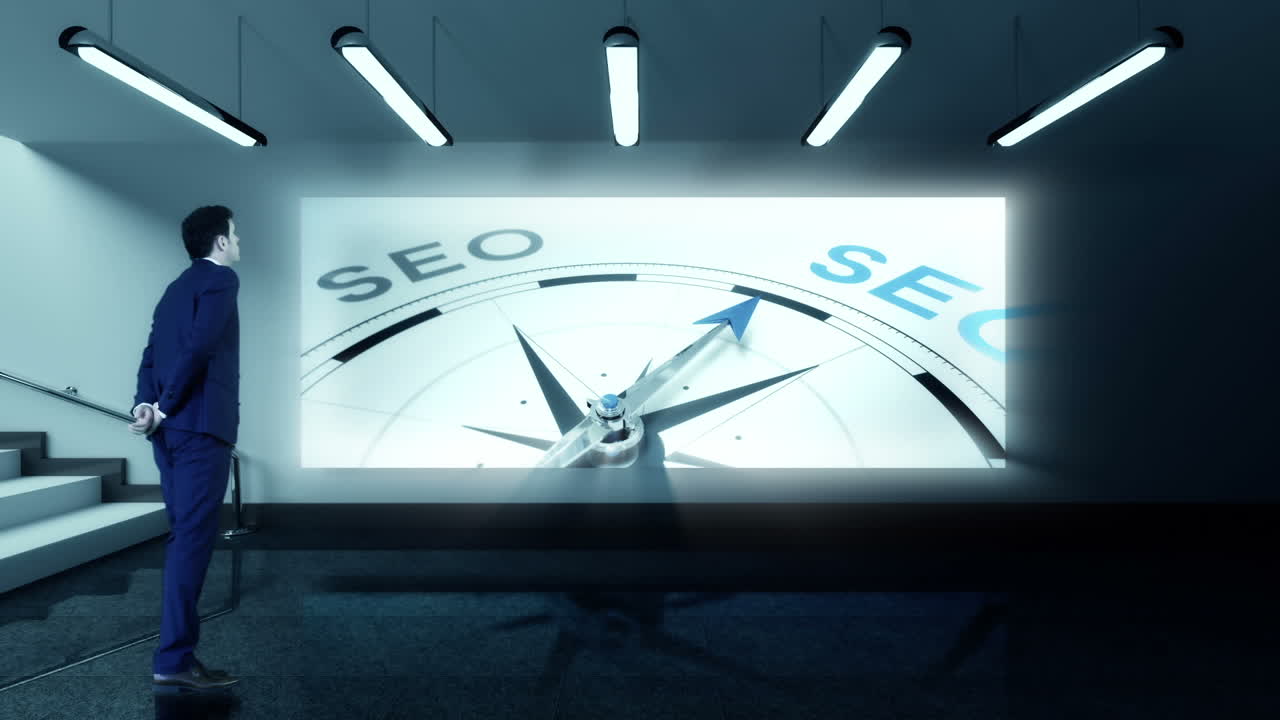 Businessman viewing seo compass clip 